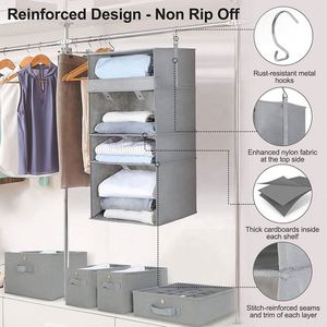<b>Collapsible</b> 4-Shelf Hanging Closet Organizer Drawers Hanging Shelves for Closet with 4 Drawers - Product Image 5