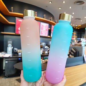 Gradient Water <b>Bottle</b> 1000ml With Metal Lid For Outdoor Sports Travel Use - Product Image 2
