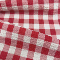 Tissu en coton à carreaux gingham froissé sans repassage pour robe, sac d'enfant, 50 pouces, 80 g/m², en stock