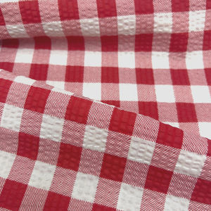<span class=keywords><strong>Tissu</strong></span> en coton à carreaux gingham froissé sans repassage pour robe, sac d'enfant, 50 pouces, 80 g/m², en stock - Product Image 6