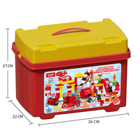 Blocs de construction de grande taille en gros, thème Secours incendie, 178 pièces avec boîte de rangement, jouet de construction en briques, approvisionnement direct usine pour enfants