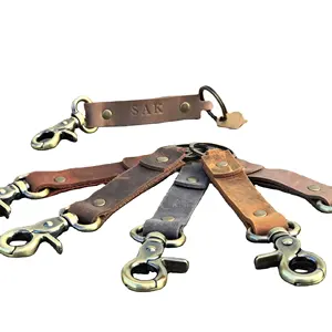 Porte-clés en cuir personnalisé avec déclencheur Cadeau pour papa ou garçons d'honneur Porte-clés