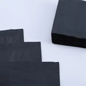 High Quality Black Paper Cocktail Napkins Personalized Beverage Black Wedding Paper Napkins 3 Ply