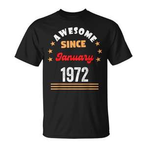 Awesome Since January <b>1972</b> Vintage <b>T</b>-<b>Shirt</b> Birthday Gift For Men Women - Product Image 1