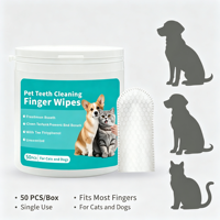 Toallitas Desechables para Limpieza Dental de Mascotas, Cepillo de Dientes de Dedo, Eliminan el Sarro, Marca Privada OEM, Cuidado de Encías, Toallitas/Caja para Dientes