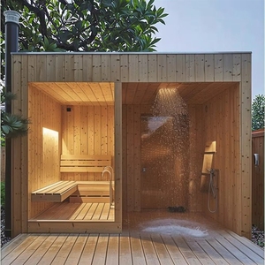 Sauna Combinada de Vapor y Sauna Tradicional para 2 Personas, de Madera de Hemlock, para Jardín Exterior - Product Image 3