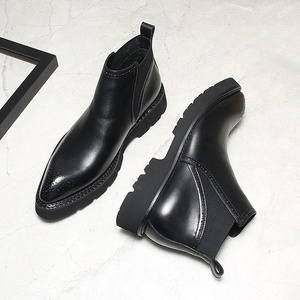 Nouvelle Arrivée Bottes Homme Britanniques à Bout Pointu et Plateforme, Bottines en Cuir Véritable Style Business Décontracté, Bottes de Moto Tendance - Product Image 4