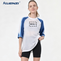T-shirts à manches courtes en maille color-block patchwork 100 % polyester à col rond Kuenzi pour fille, idéaux pour les sports de plein air américains et canadiens