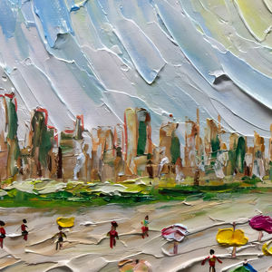 ภาพวาดสีน้ำมันบนชายฝั่งทะเลแห่งความสุขดั้งเดิมของโรงแรมภาพวาดสีน้ำมันสำหรับตกแต่งภูมิทัศน์ฤดูร้อน - Product Image 5