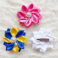 Barrettes à cheveux en forme de fleur à pétales superposés avec nœud en ruban de satin de 8 cm pour enfants, accessoires de cheveux pour fêtes de Noël, barrettes à cheveux