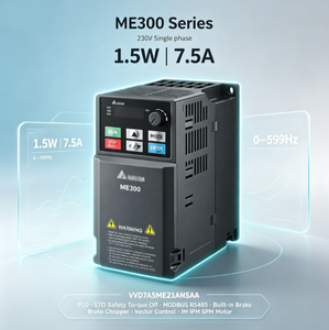 ระบบควบคุมเวกเตอร์แบบใหม่ VFD ME300 1.5KW 1 เฟส 230V VFD7A5ME21ANSAA ได้รับการรับรองมาตรฐาน CE IP20 พร้อมรุ่น STO สำหรับสายพานลำเลียง - Product Image 1