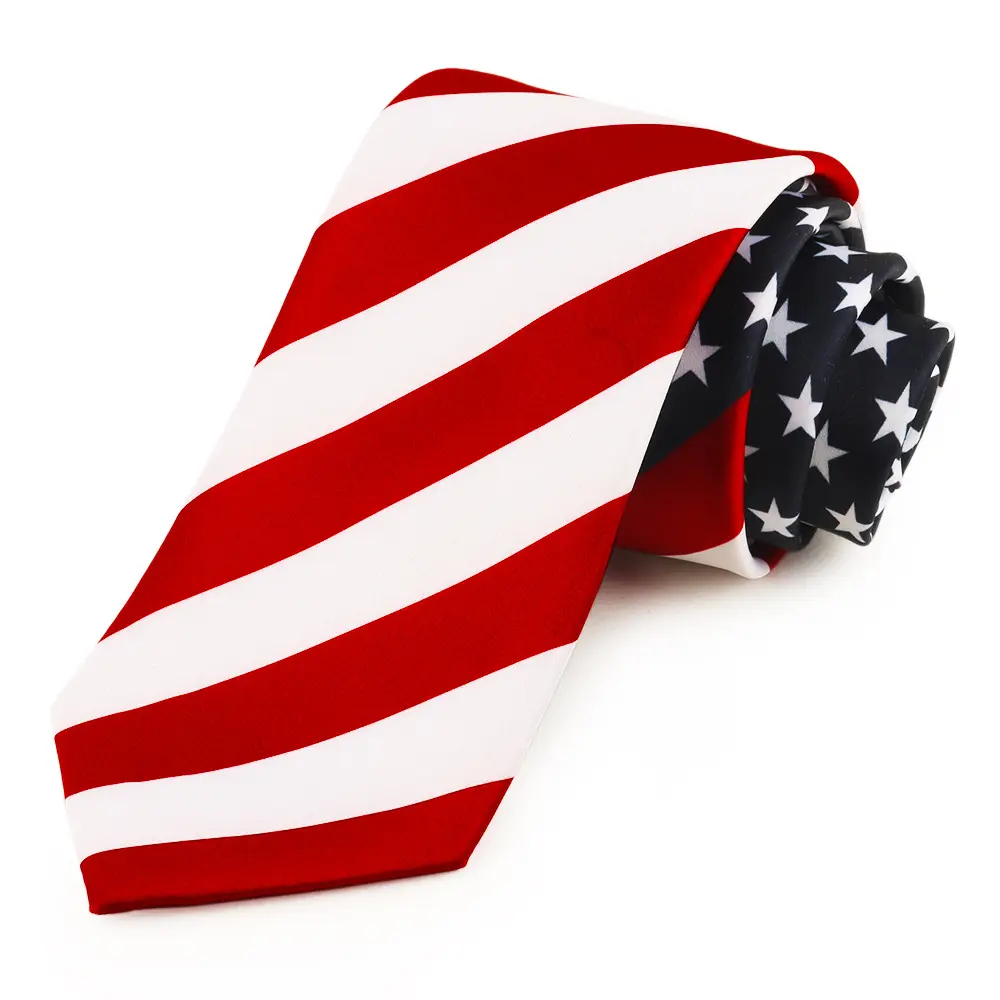 Custom USA America The United State US Independent Day UK Polyester American Flag Tie For Business Gift