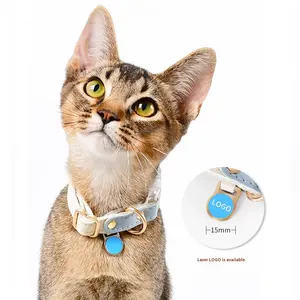 OEM Katzen halsbänder Nettes umwelt freundliches Halsband De Piel Sintética Para Gato Luxus Leder Breakaway Katzen halsband - Product Image 2