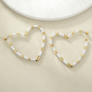 Trang Sức Bằng Đồng Mạ Vàng 18K Thiết Kế Hình Trái Tim Lớn Epoxy Màu Sắc Hỗn Hợp Cho Phụ Kiện Nữ Bông Tai Vòng E191097 - Product Image 6