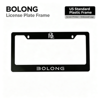 Cadre de plaque d'immatriculation américaine BOLONG à 2 trous en ABS avec logo personnalisé et vis de fixation, cadre de plaque d'immatriculation automobile standard américain