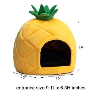 Cama acogedora de felpa en forma de piña para mascotas, cama cálida para dormir de nido de cueva para gatos y cachorros, jaulas y casas para mascotas - Product Image 2