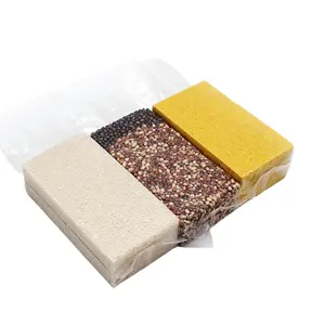 Gạo tùy chỉnh hạt thô Multigrain trong suốt chân không gạo gạch Túi nóng niêm phong thực phẩm lớp gạo khối túi