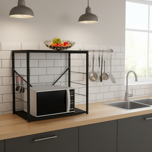 Gabinete para Microondas de Madera Sintética Negra de 23.6x15.6x31.3 Pulgadas para Almacenamiento en la Cocina - Product Image 2