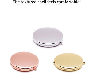 En stock, <span class=keywords><strong>miroir</strong></span> de poche compact rond double face 1X/2X grossissant, pliable, portable, en or, argent, or rose pour femmes - Product Image 2