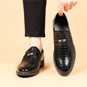 <span class=keywords><strong>Mocasines</strong></span> de Negocios para Hombre con Patrón de Cocodrilo Negro, de PVC Antideslizante, con Forro de Imitación de Cuero Suave, Calzado para Boda y Oficina - Product Image 2
