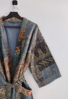 Veste Kantha en coton et soie faite à la main pour femmes, légère, style boho, tenue naturelle, écologique, décontractée