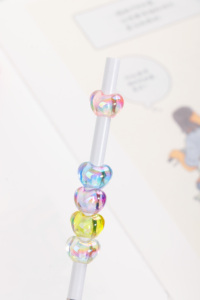 ปากกาเจลลายการ์ตูนน่ารักแบบ DIY - ปากกาเจลรูปหัวใจคริสตัล ดีไซน์สร้างสรรค์สำหรับนักเรียน สีดำ ขนาด 0.5 มม. อุปกรณ์การเรียน - Product Image 5