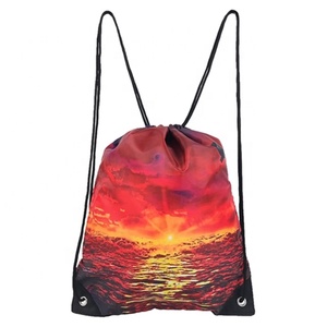 Polyester Draw String Sports Backpack Gym Bag Waterproof Custom Logo Promotional Fitness Nylon Drawstring Bags for Outdoor Use