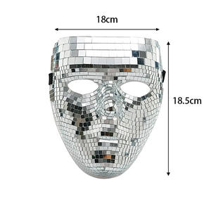 Cadılar bayramı Cosplay kostüm lüks ayna cam klasik tipo baskılı gerçekçi tam yüz maskeli disko topu Glitter maske - Product Image 6