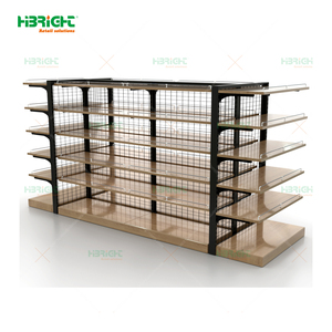 מתלה כבדה קיר מתכת קיר בצד גונדולה מדף סופרמרקט עם 4 מדפים לתצוגת חנות מכולת - Product Image 2