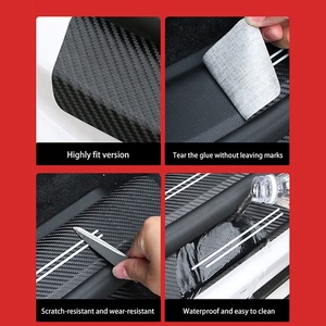 KLT Nuevo Juego de 4 Protectores de Umbral de Puerta para Coche con Logotipo UV, Protector de Vinilo Antirrayas, Tira de Umbral de Fibra de Carbono de Alta <span class=keywords><strong>Calidad</strong></span> - Product Image 6