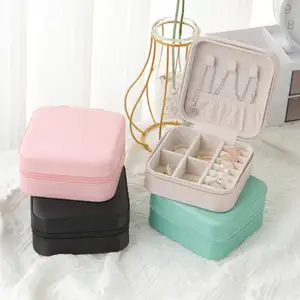 Factory sales Ring earrings necklace bracelet Box Organizer Portable Jewelry Storage Case PU Leather Small Travel Jewelry box