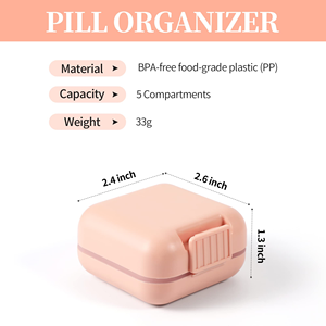 Portable 5/8 Compartments Square Glossy Pill Box Flexible Daily Medicine Organizer PP Sealed Compartments Pills - Product Image 3