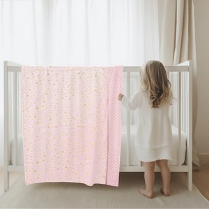 <span class=keywords><strong>Couverture</strong></span> Bébé Rose Étoile en Feuille Double Face Peluche Minky à Pois Douce Sensorielle Apaisante Jeté pour Tout-Petit <span class=keywords><strong>Couverture</strong></span> d'<span class=keywords><strong>Emmaillotage</strong></span> Quatre Saisons Anti-Boulochage - Product Image 5