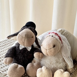 Coppia di Pecore in Poliestere e Cotone PP per Giocattoli di Peluche, Decorazione Letto, Regalo di Nozze, Adorabile e Confortante, 31-50cm, Unisex - Product Image 1