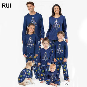 RUIQUWIN, conjunto de pijama con estampado de dibujos animados familiares de Navidad suave de 2 piezas para mujer, ropa de casa transpirable al por mayor para la temporada de otoño - Product Image 1