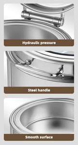 Chafing Dish Redondo de Acero Inoxidable Hidráulico en Color Blanco con Capacidad de 6L y Calentamiento con Alcohol para Suministros de Hoteles y Restaurantes - Product Image 6