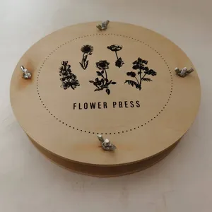 Customized Flower Press Round Shape Kids DIY Dried Pressed Flower Tool Custom Wooden Flower Press Kit