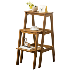 Tabouret d'appoint pliant Hunter en <span class=keywords><strong>bois</strong></span> massif à 3 niveaux, style Art Déco, forme trapézoïdale, pour cuisine et escalier - Product Image 6