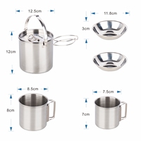 STARCAMP Batterie de cuisine en acier inoxydable 5 pièces Kit de pique-nique et de camping en plein air avec vaisselle et couverts