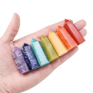 Ensemble de blocs et de cubes en cristal naturel poli authentique 7 Chakras, base <span class=keywords><strong>Tai</strong></span> <span class=keywords><strong>Chi</strong></span> Sept Étoiles, Période 9, décoration de méditation Feng Shui - Product Image 2