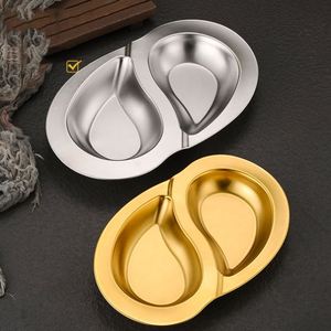 Plato de Aperitivos de Acero Inoxidable Dorado con Doble Rejilla, Apilable, Base Plana, Bandeja Dividida para Servir Aperitivos, Apto para Alimentos, Resistente al Óxido - Product Image 4