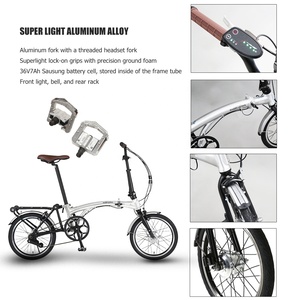 Mini vélo <span class=keywords><strong>pliant</strong></span> super léger de 16 pouces, cadre en acier à 9 vitesses, avec fourche en aluminium , vert marine et argent - Product Image 4