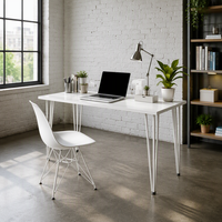 Bureau d'ordinateur moderne et minimaliste avec pieds en forme d'épingles à cheveux, table d'étude pour ordinateur portable et écriture, idéal pour le télétravail