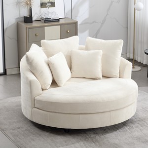 Canapé d'appoint rond surdimensionné en tissu chenille écologique Shenzhou pour salon - Product Image 1