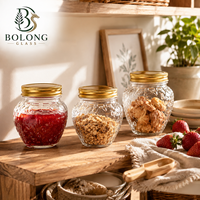 Bocaux de conservation alimentaire ronds en verre, écologiques, non toxiques, avec couvercle métallique doré, hermétiques, pour cuisine et garde-manger, lot de 3, avec logo personnalisé.
