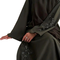 Meilleures Ventes de Vêtements Islamiques pour Femmes Musulmanes, Abaya de Dubaï de Bonne Qualité avec Perles et Perles Vertes