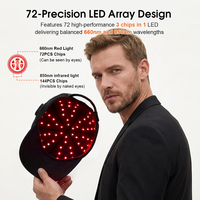 Topi Terapi LED Merah Nirkabel 2026 dengan 72 LED Portabel untuk Penggunaan di Kepala, Dapat Diisi Ulang, 3 Mode Pulsa, Bersertifikasi CE