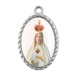 Decoración barata <span class=keywords><strong>de</strong></span> Nuestra Señora <span class=keywords><strong>de</strong></span> <span class=keywords><strong>Fátima</strong></span> medallón encanto Metal católico Santa <span class=keywords><strong>Fátima</strong></span> colgante Rosa collar accesorios 29*18mm - Product Image 5