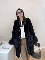 Neuer Koreanischer Herbststil Gewebter Fuchs-Nerz Ganzpelz-Mantel Samt-Überzieher Damen Strickjacke Lang Westlicher Stil