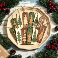 Nicro Wholesale – Lot de 6 décorations rectangulaires en bois de luxe à suspendre pour sapin de Noël, fêtes et événements